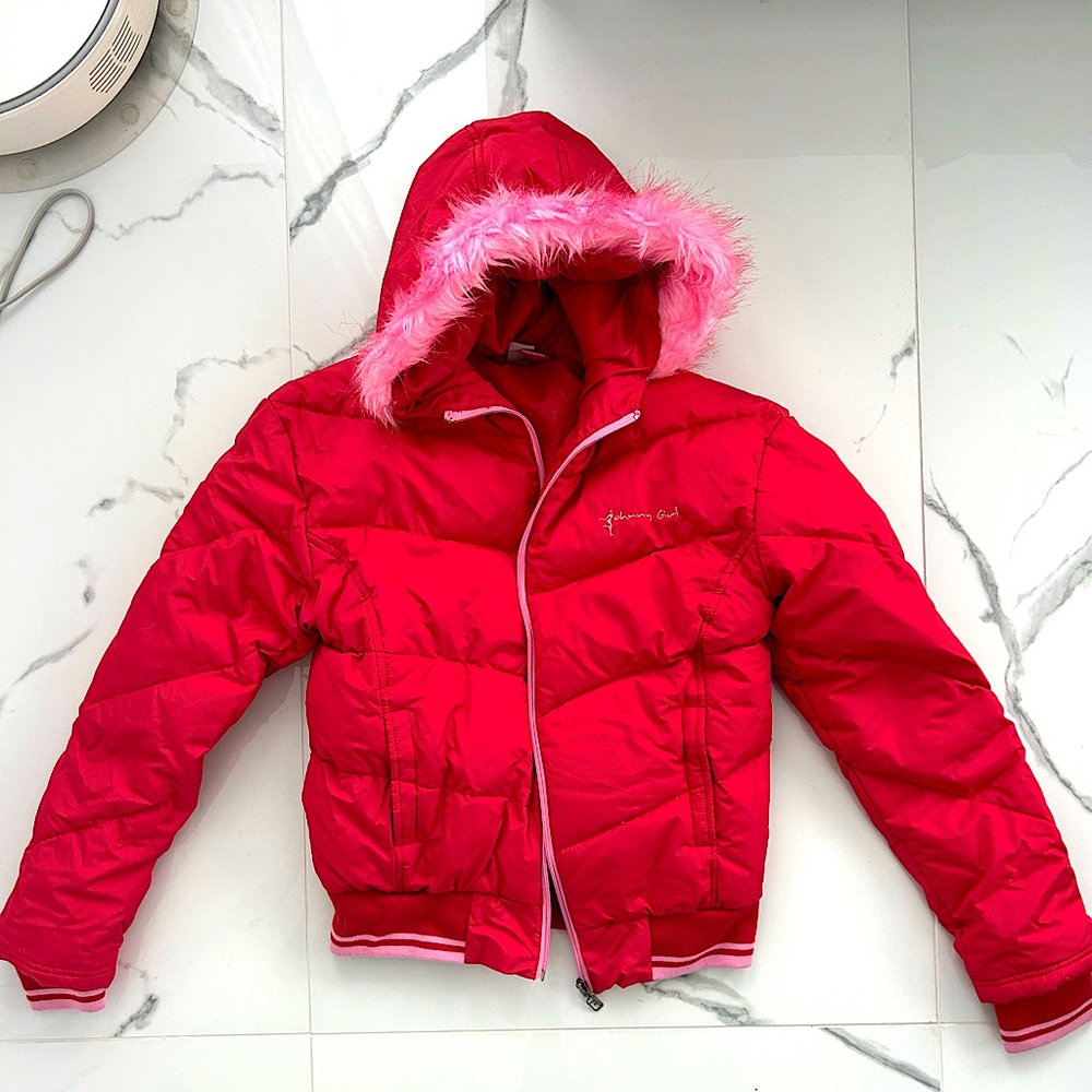Girls red fur coat